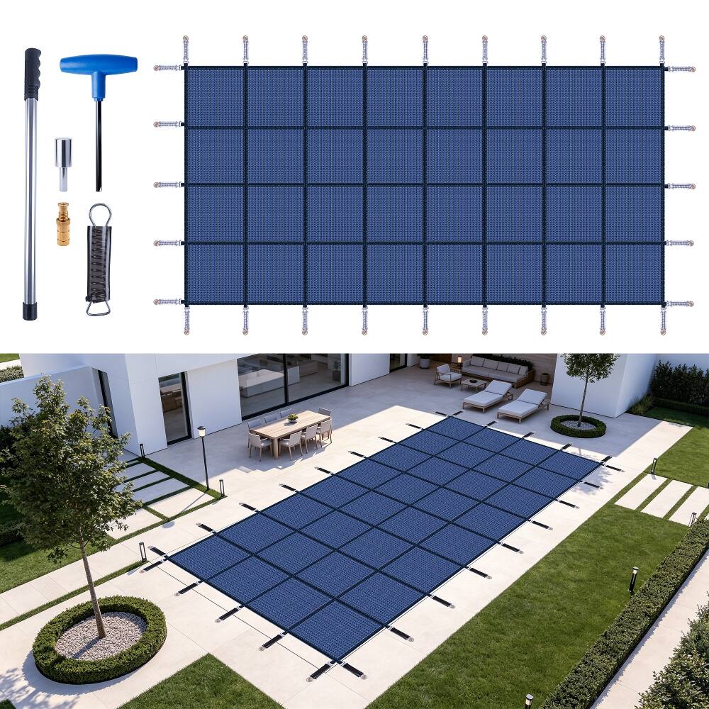 Left. Ropilly - Ropilly 20x38 rectangular winter pool cover, High Strength Mesh, Fits 18x36 Pools.