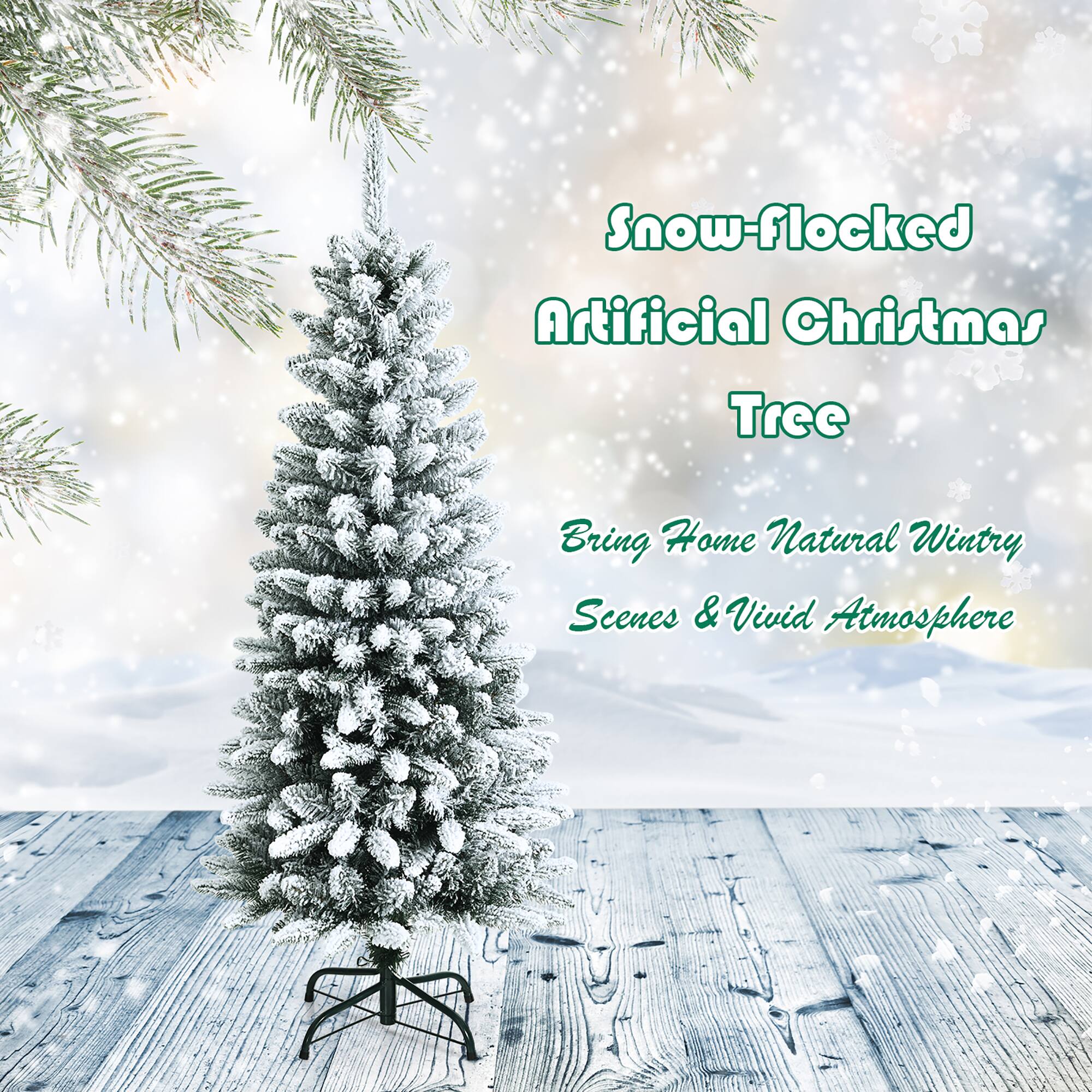 Snow-flocked Artificial Christmas Tree: Bring Home Natural Wintry Scenes & Vivid Atmosphere