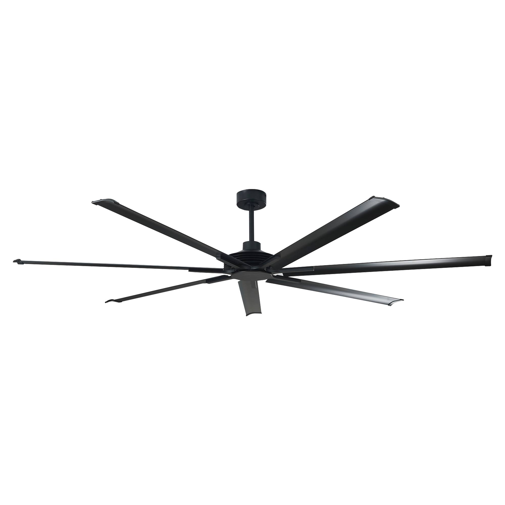 Alt View 2. Parrot Uncle - 100" Industrial Aluminum 7-Blade Black Extra Large Ceiling Fan with Remote - Matte Black.