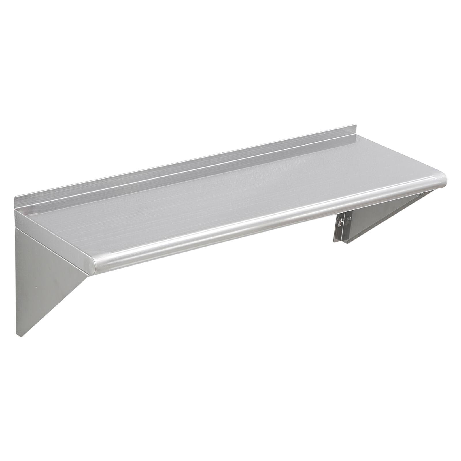 Alt View 5. VEVOR - 12" x 36" Stainless Steel Shelf, Wall Mounted Floating Shelving with Brackets, 250 lbs Load Capacity Commercial Shelves - Silver.