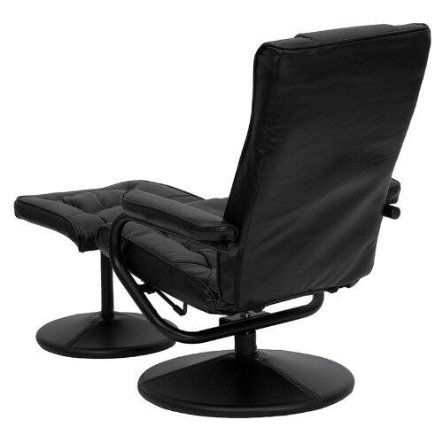 Back. Hivvago - Black Faux Leather Recliner Chair with Swivel Seat and Ottoman - FLROB109.