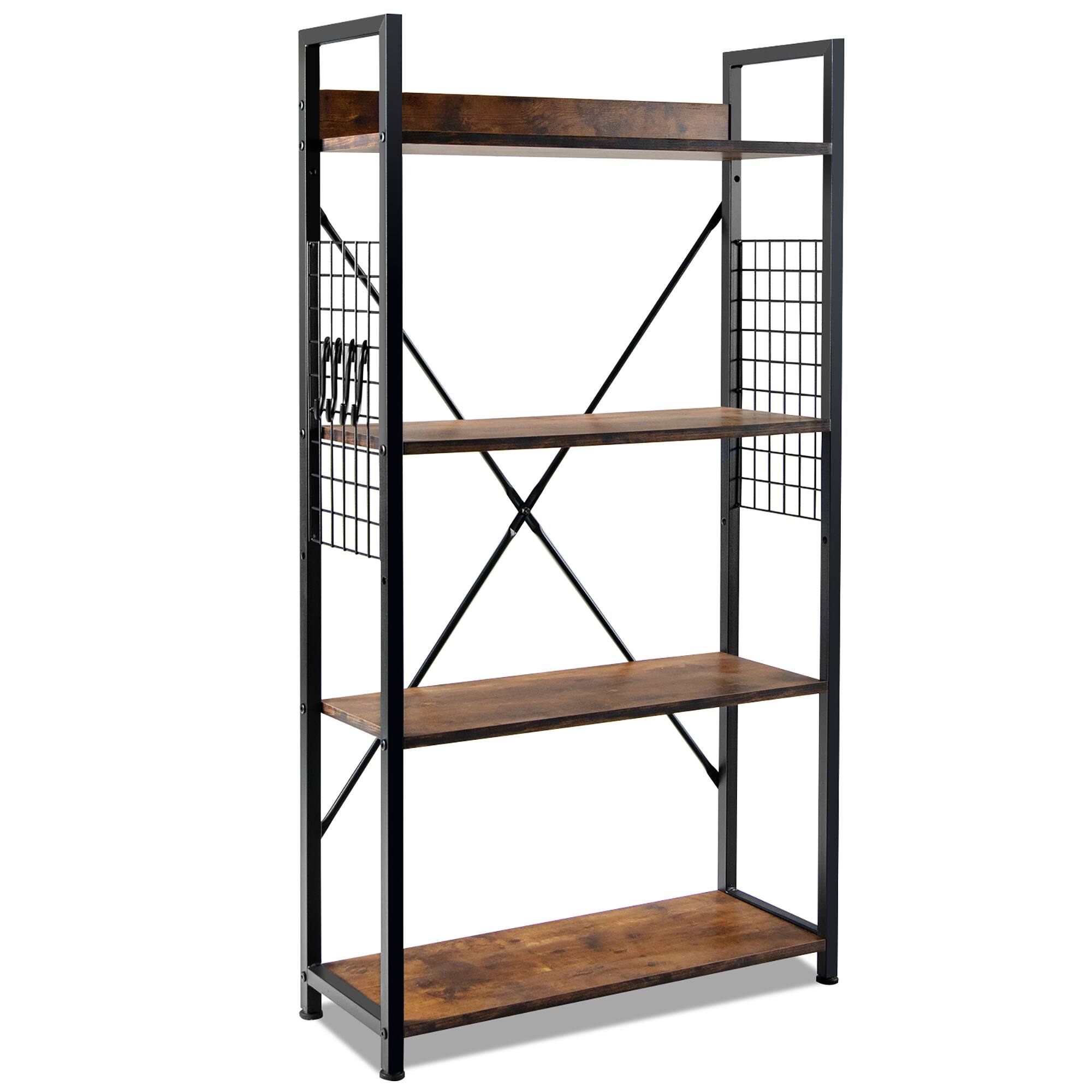 Alt View 17. Costway - 4 -Tier Industrial Bookshelf Open Storage Bookcase Display Shelf for Home Office - Coffee.