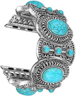 Worryfree Gadgets - Apple Watch Band Boho Ethnic Antique Style Bracelet Strap - Turquoise