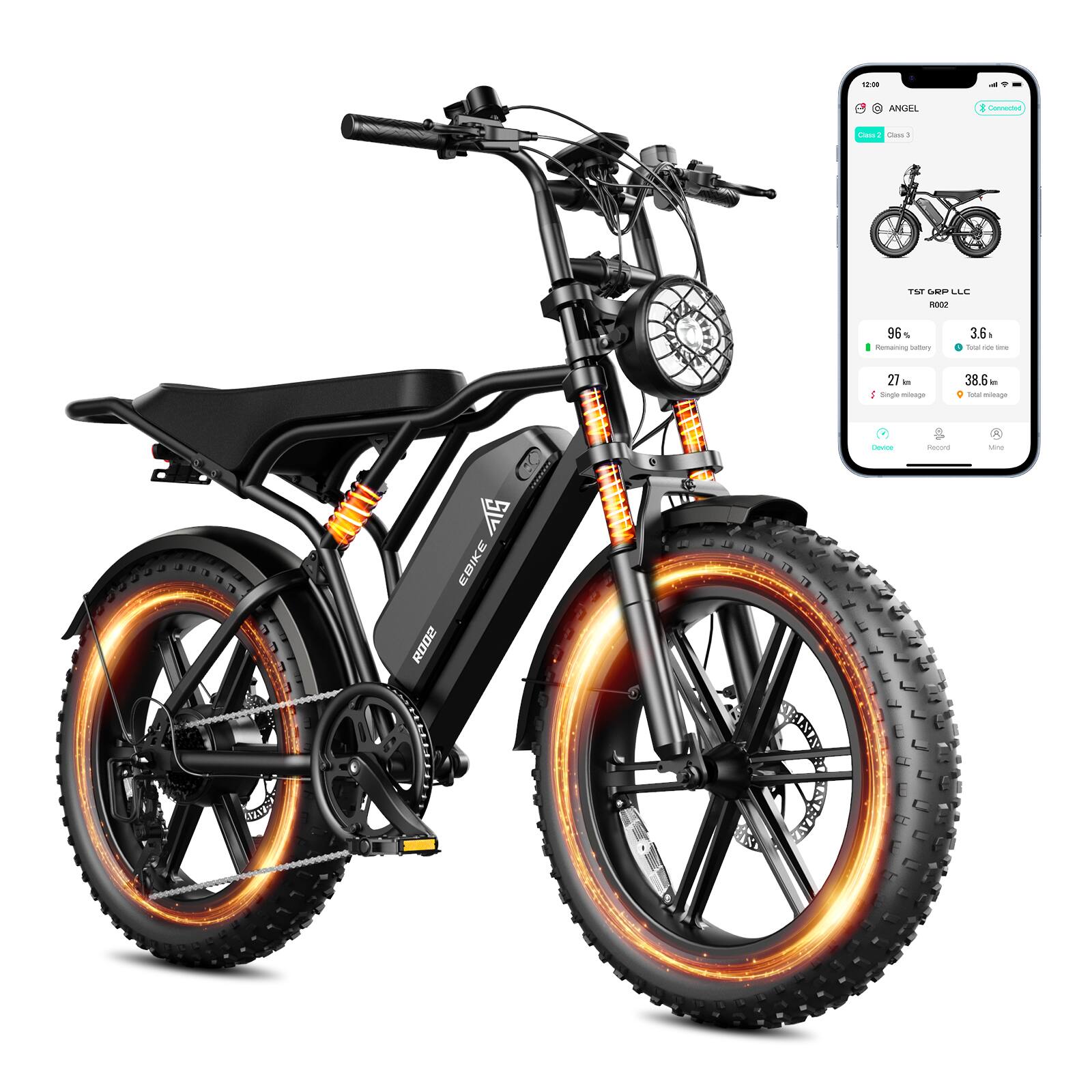 "TST GRP - 20"" Peak 1500W Full Suspension Moped-style Electric Bike, 48V/15Ah - Orange" price history on PriceWatchPro
