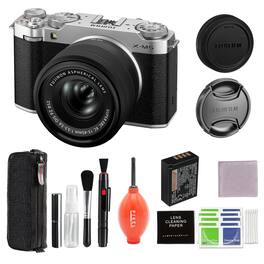 Bundle - Fujifilm - X-M5 Mirrorless Camera with XC 15-45mm f/3.5-5.6 Lens (Silver) with Additional Accessories