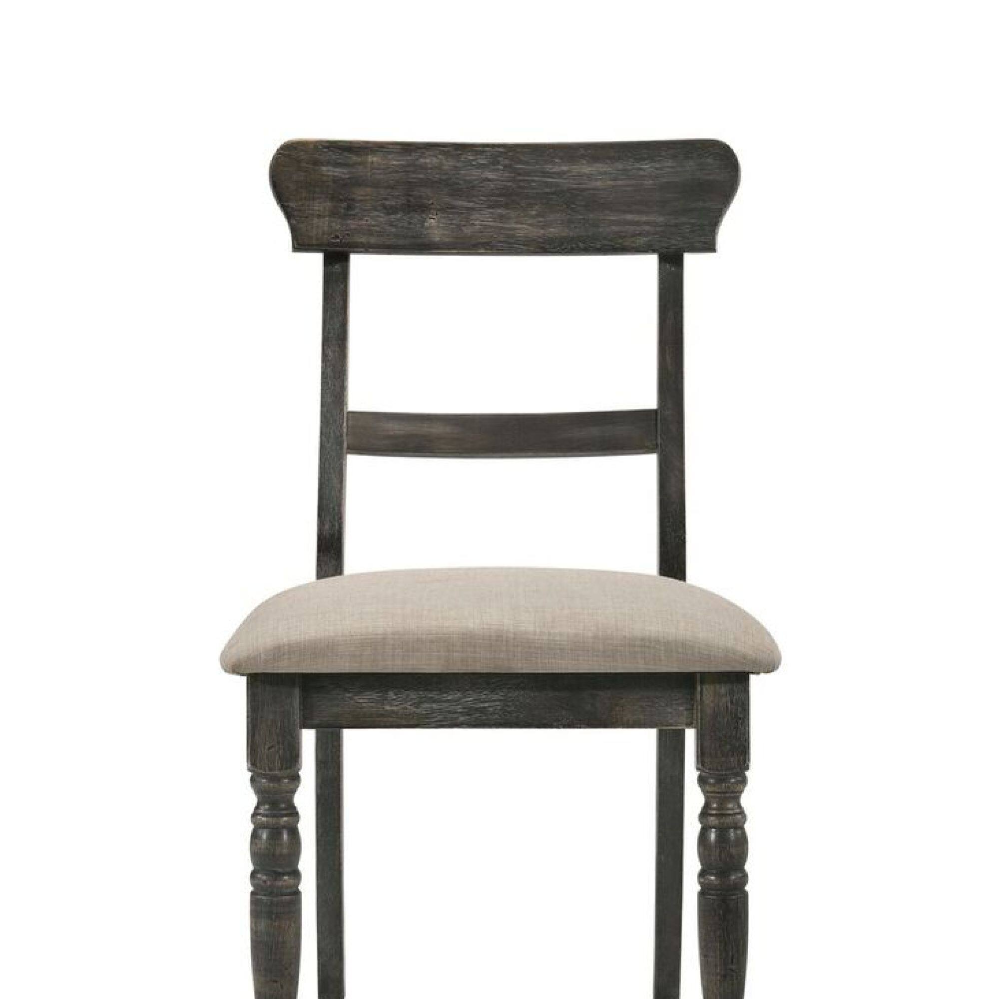 Alt View 2. GOODSILO - Rustic Side Chair with Light Brown Linen Upholstery and Weathered Gray Wooden Accents, Set of 2 - Light Brown.