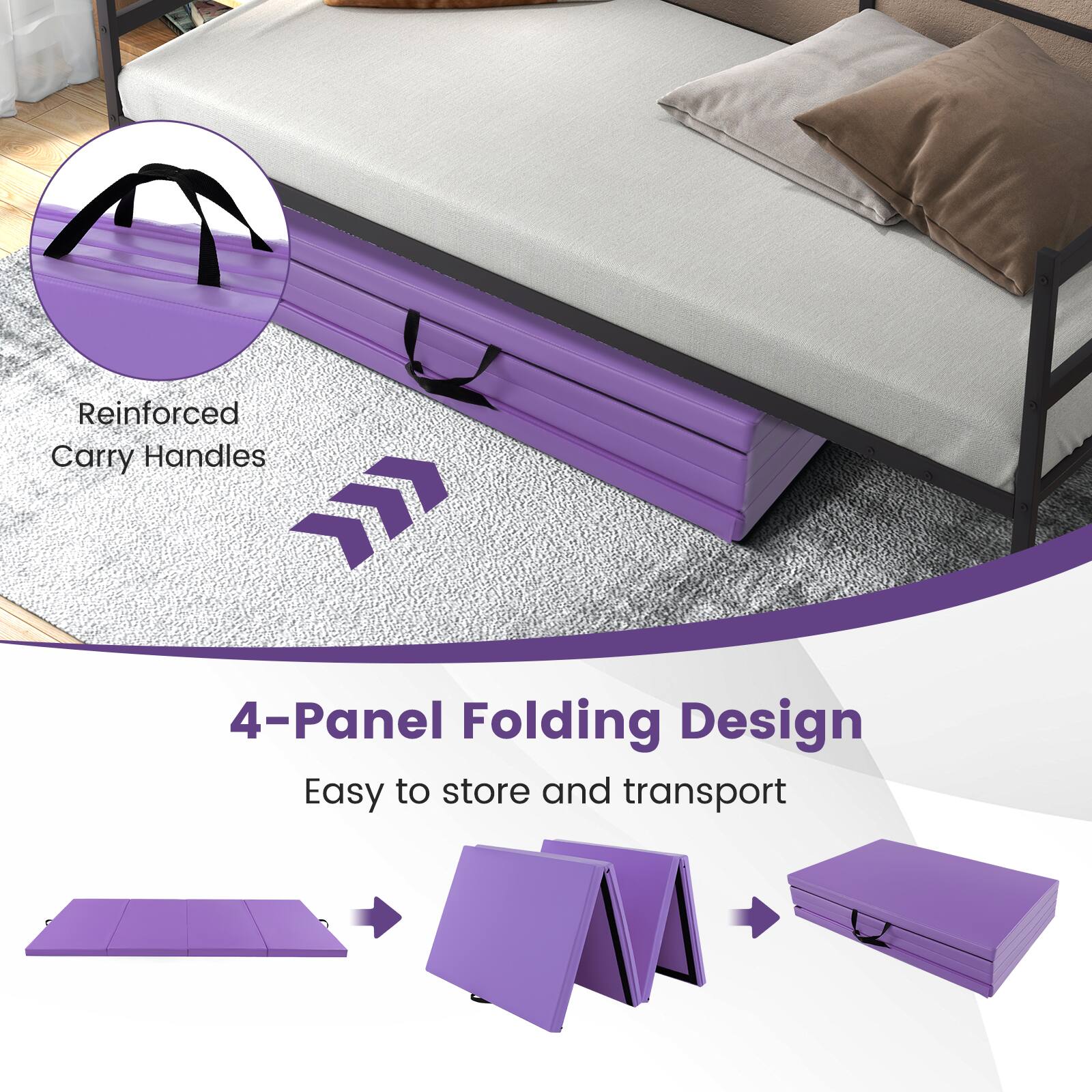 Reinforced Carry Handles

4-Panel Folding Design  
Easy to store and transport