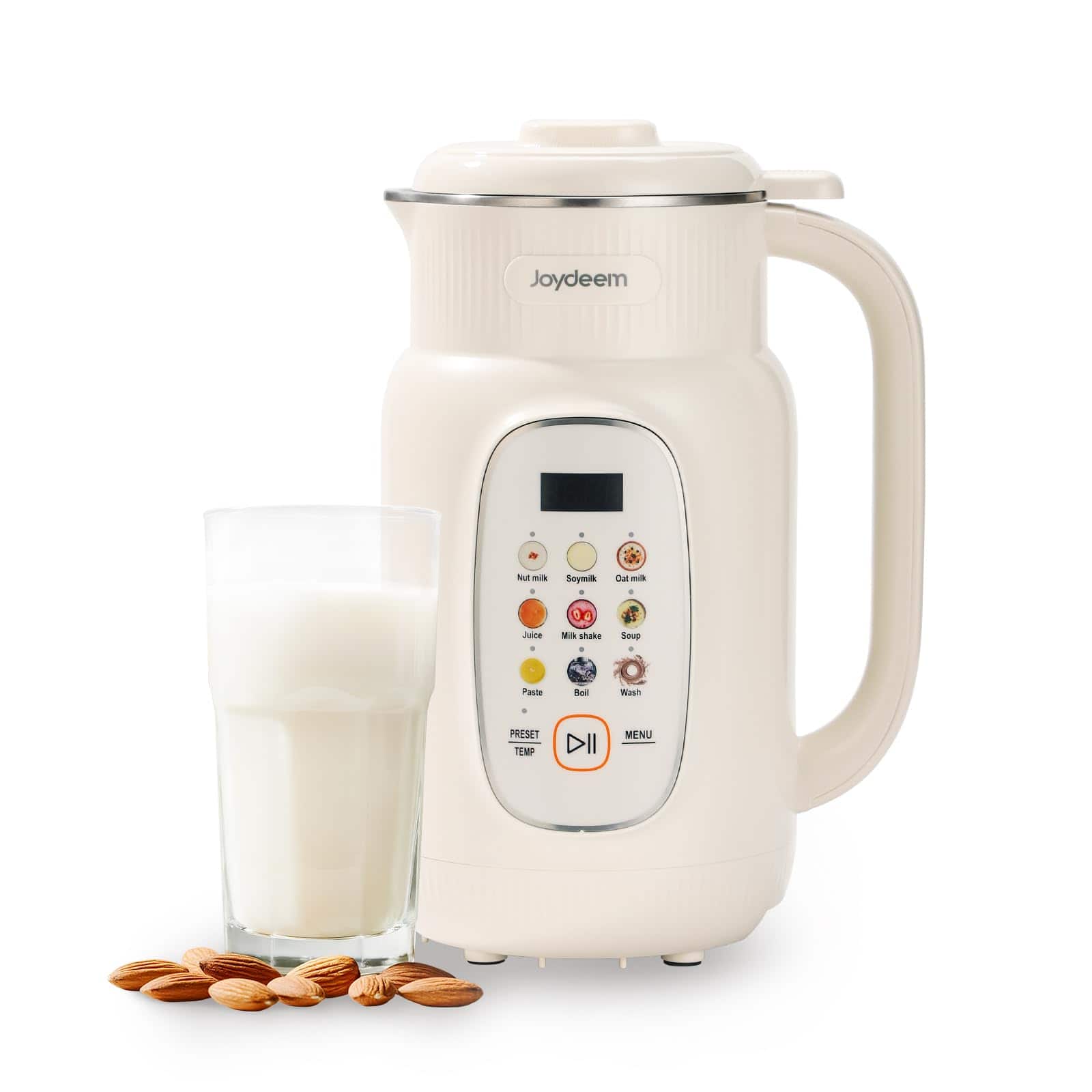 JOYDEEM - Nut Milk Maker Machine,Adjustable Temperature Control, 46oz Almond, Soy, Oat, Coconut Plant-Based Beverage - White