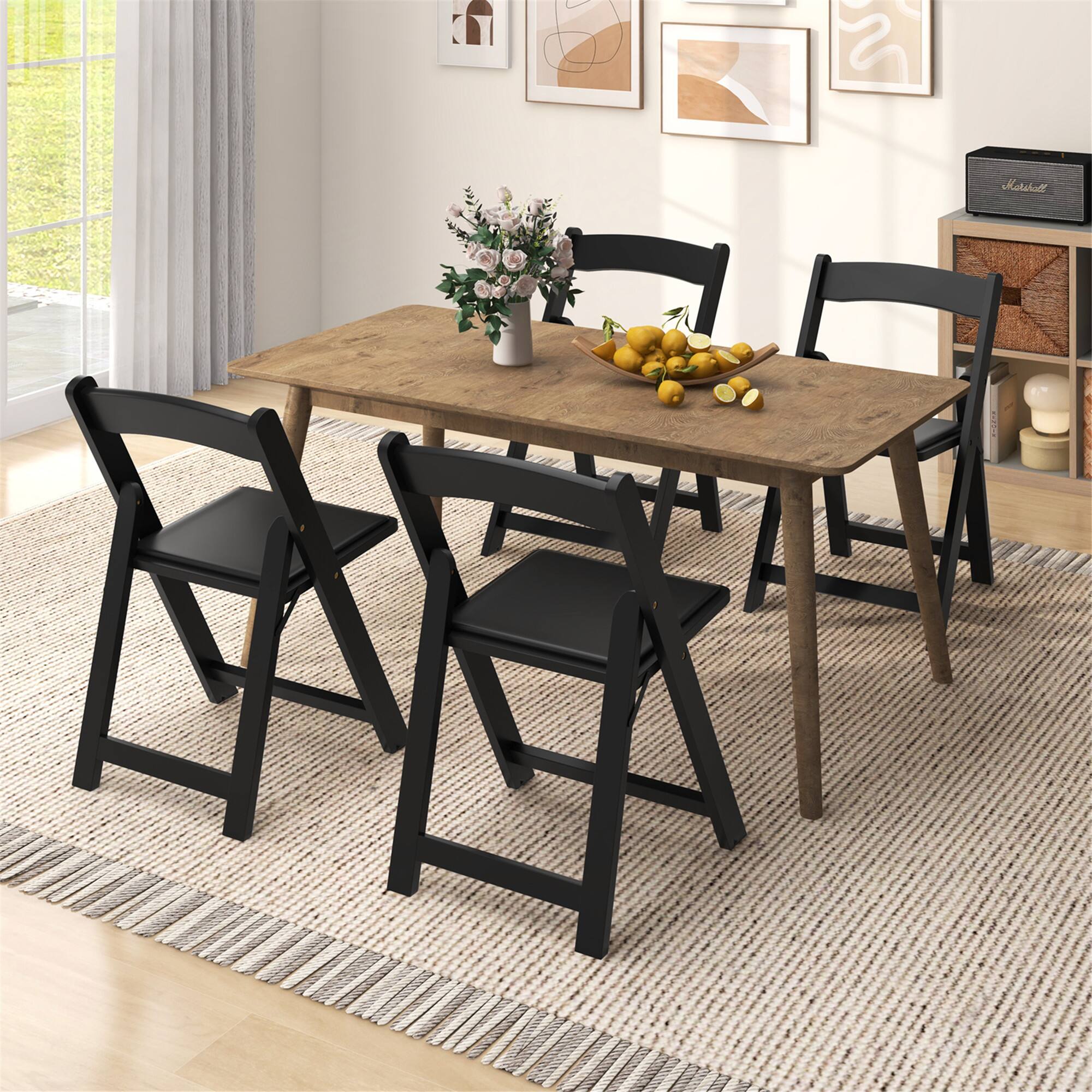 Alt View 1. Gymax - Gymax Set of 8 Dining Chairs w/ Rubber Wood Legs & Padded Seat for Home Office Events Black - Black.