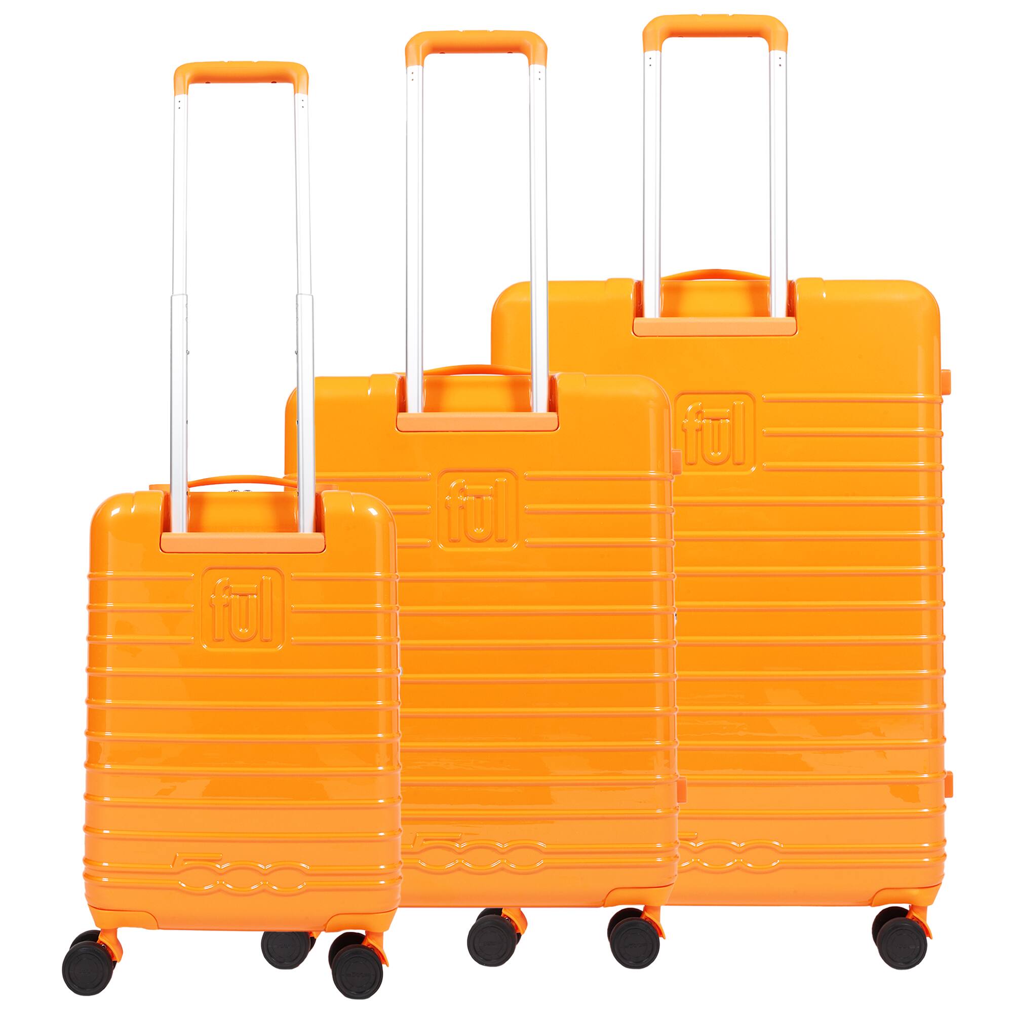 Back. Ful - 3-Piece Expandable Hardside Spinner Luggage Set – 22", 26.5", 31.5" - ORANGE.