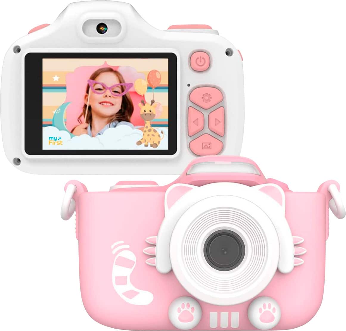 Front. myFirst - Camera 3 - Digital Camera for Kids with Extra Selfie Lens 16MP HD Video, Selfie Lens, Shockproof Case, microSD - Pink.