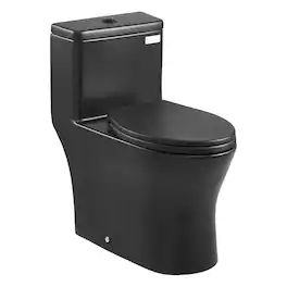 VEVOR - One-Piece Toilet, Elongated Toilet Vortex Dual-Flush 1.0/1.28 GPF, Toilets for Bathroom with Comfortable Chair Seat - Black Matte