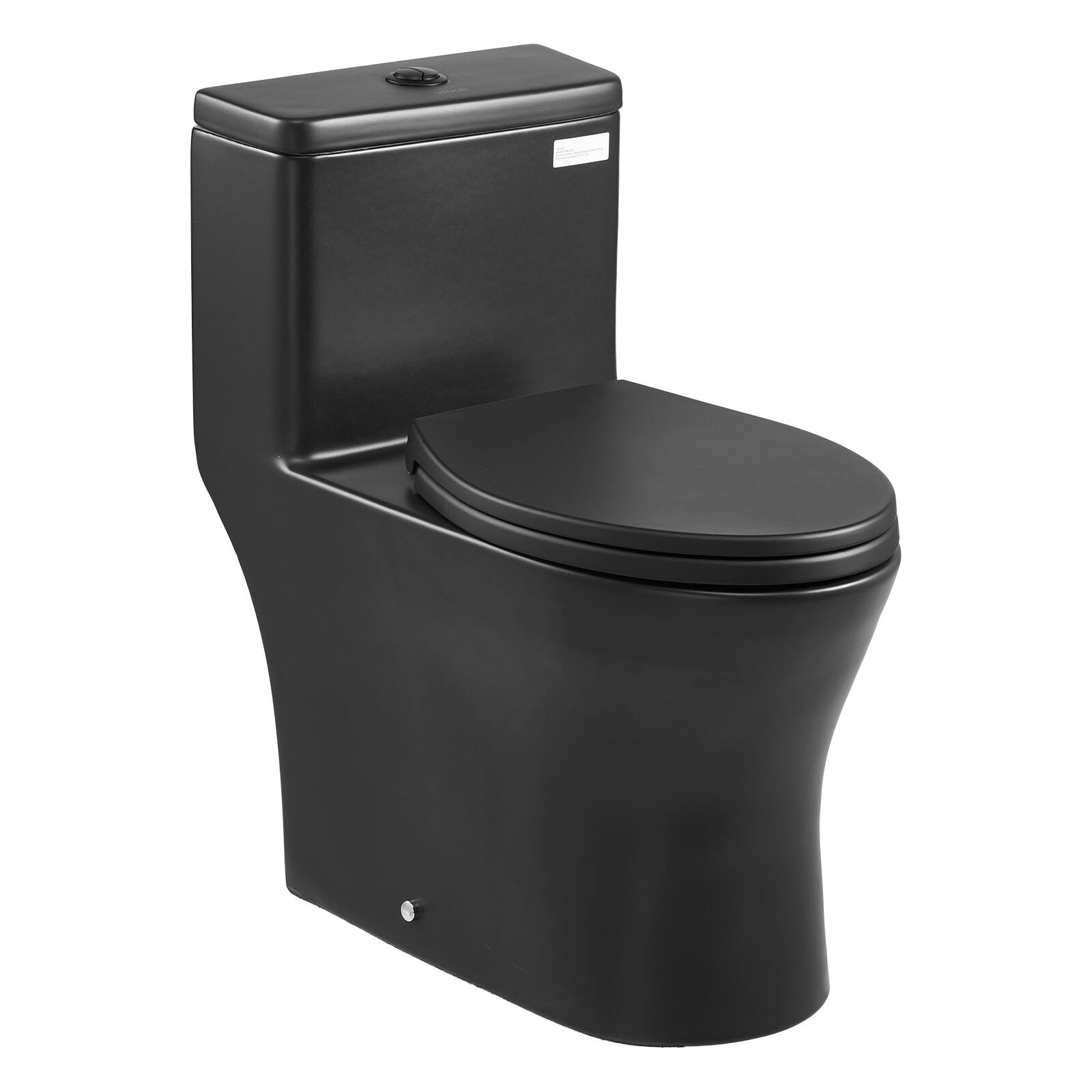 Front. VEVOR - One-Piece Toilet, Elongated Toilet Vortex Dual-Flush 1.0/1.28 GPF, Toilets for Bathroom with Comfortable Chair Seat - Black matte.
