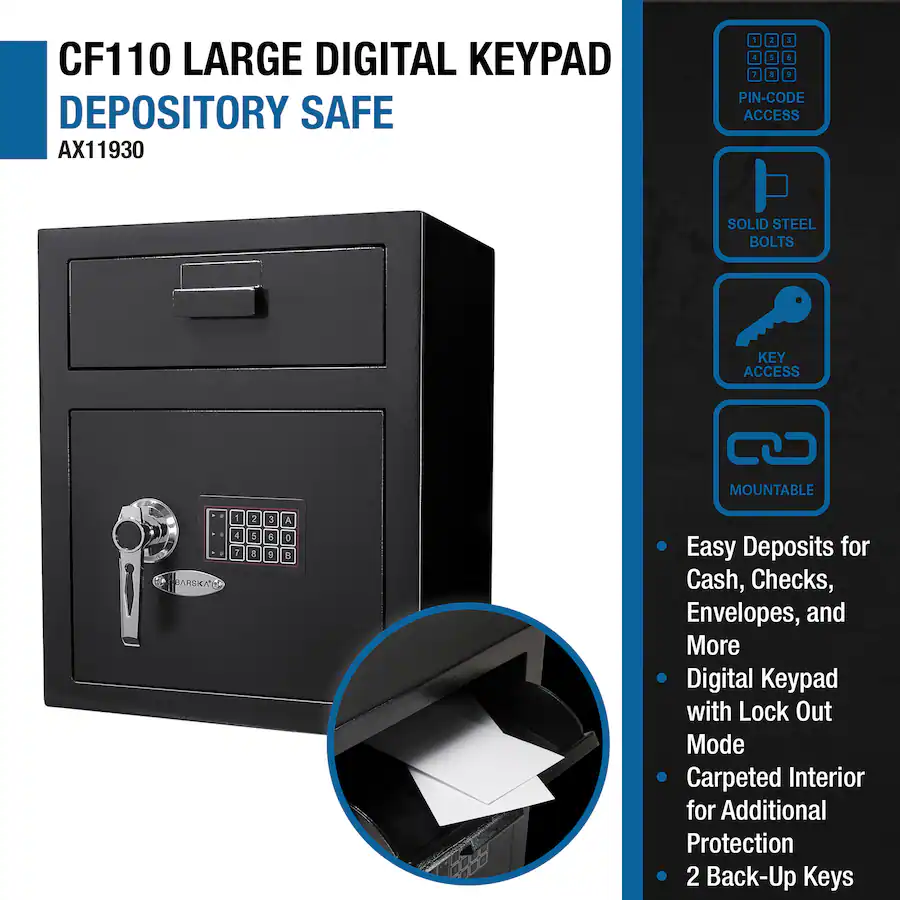 Barska Digital Depository Safe with Drop Slot – Solid Steel Lock Box ...