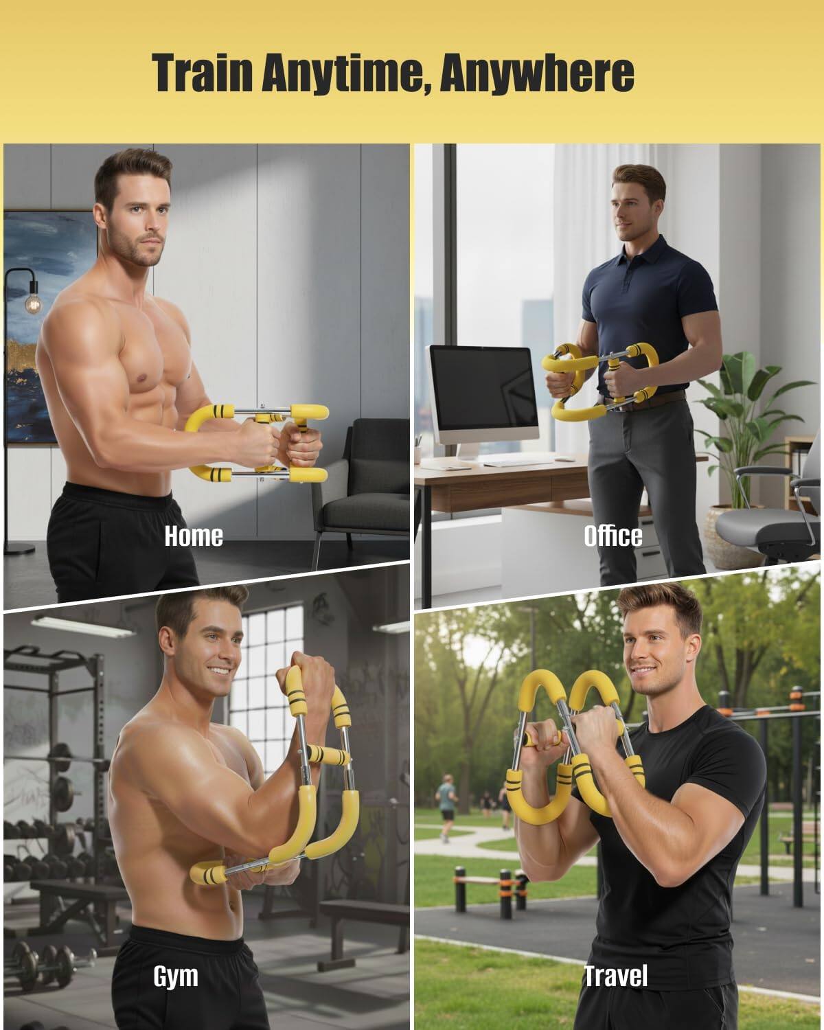 Train Anytime, Anywhere

Home  
Office  
Gym  
Travel