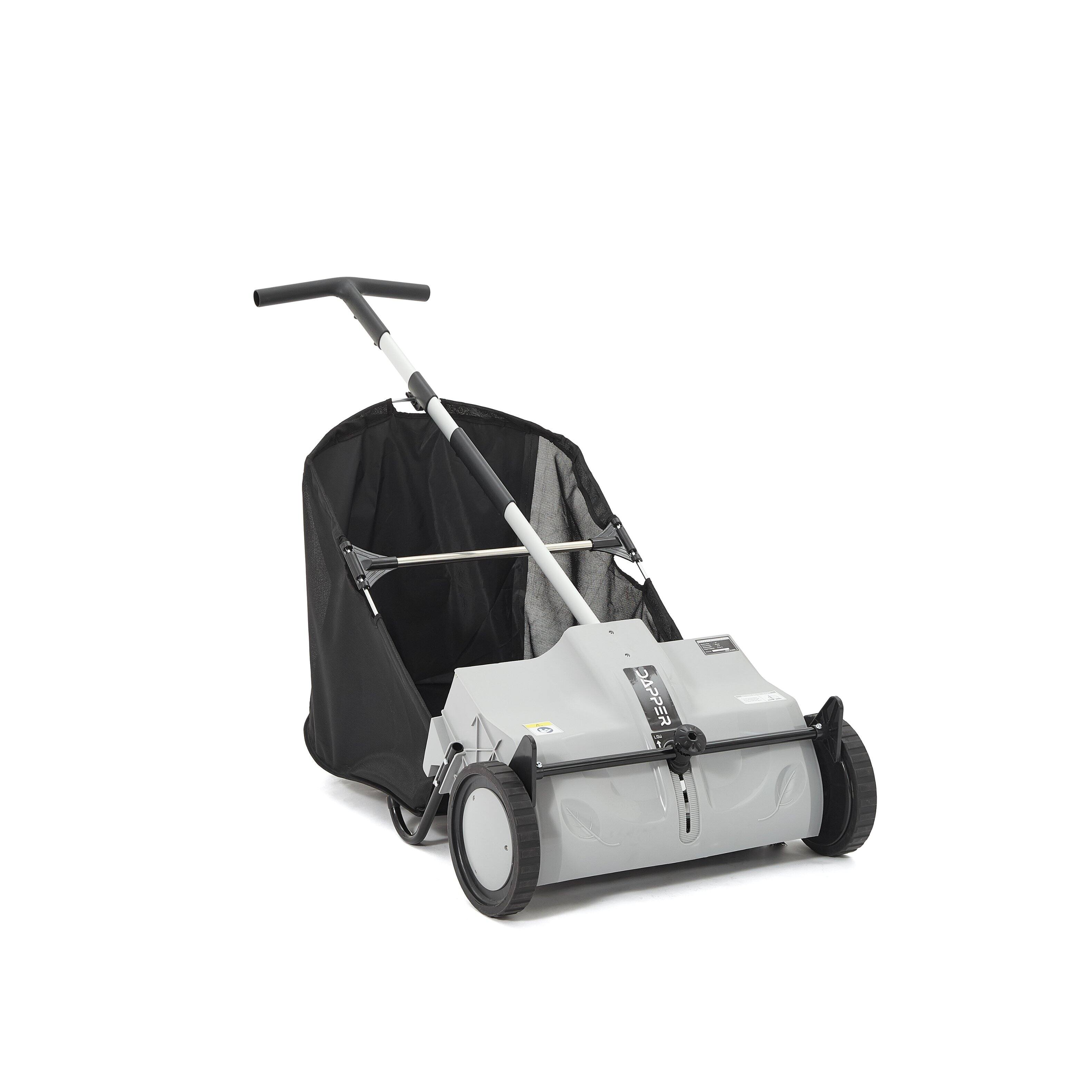 Alt View 5. Dapper Supply - 21" Push Lawn Sweeper with 3.5 Cu. Ft. Hopper, Dual Spinning Brushes & Durable Wheels, Gray - Grey.