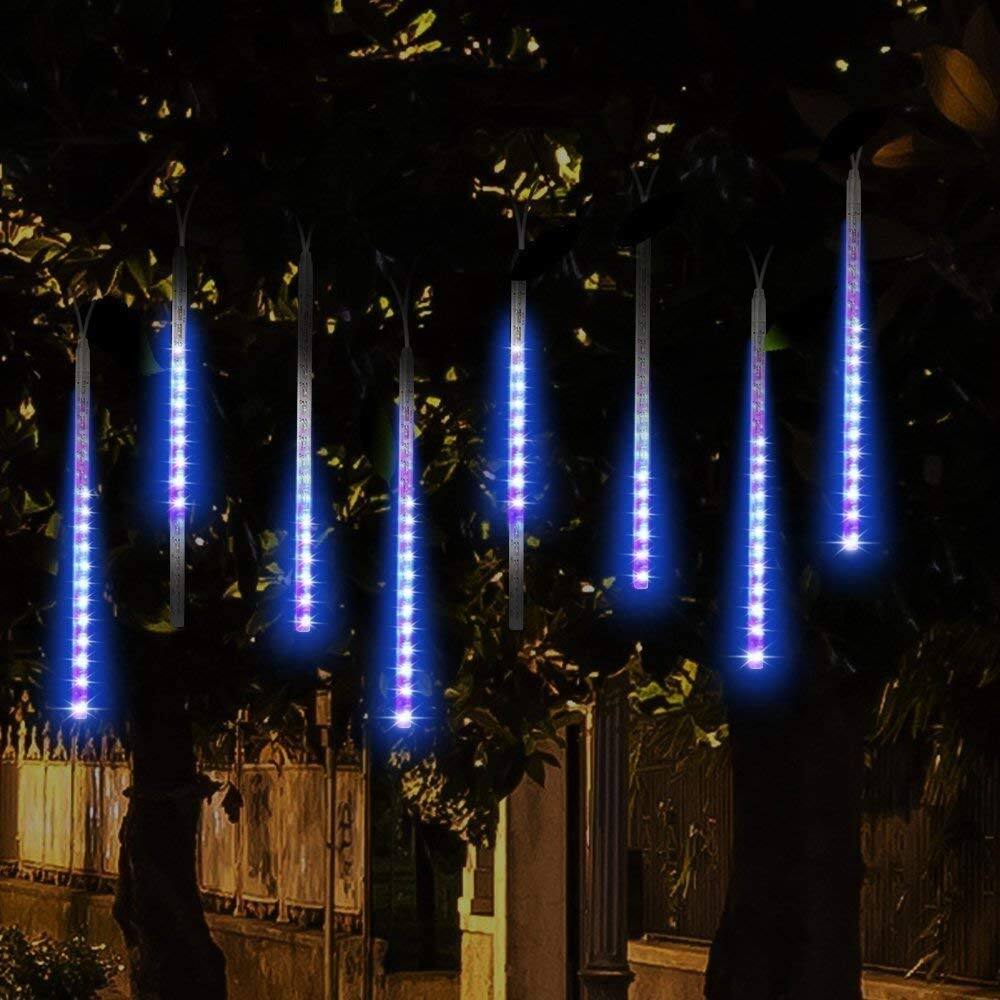 Alt View 5. GlowWise - Blue Falling Rain Lights, 12" 8-Tube Meteor Shower Outdoor String Lights for Xmas & Wedding Decor - blue.