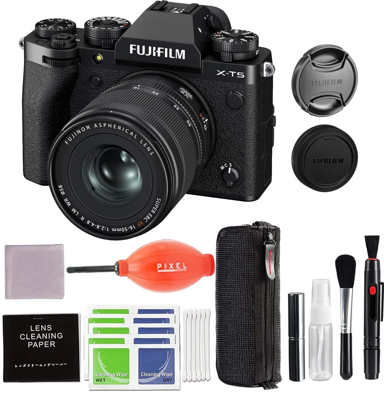 Fujifilm - X-T5 Mirrorless Camera with XF 16-50mm f/2.8-4.8 Lens Black Bundle with Pixel Advanced Accessories | Fuji xt5