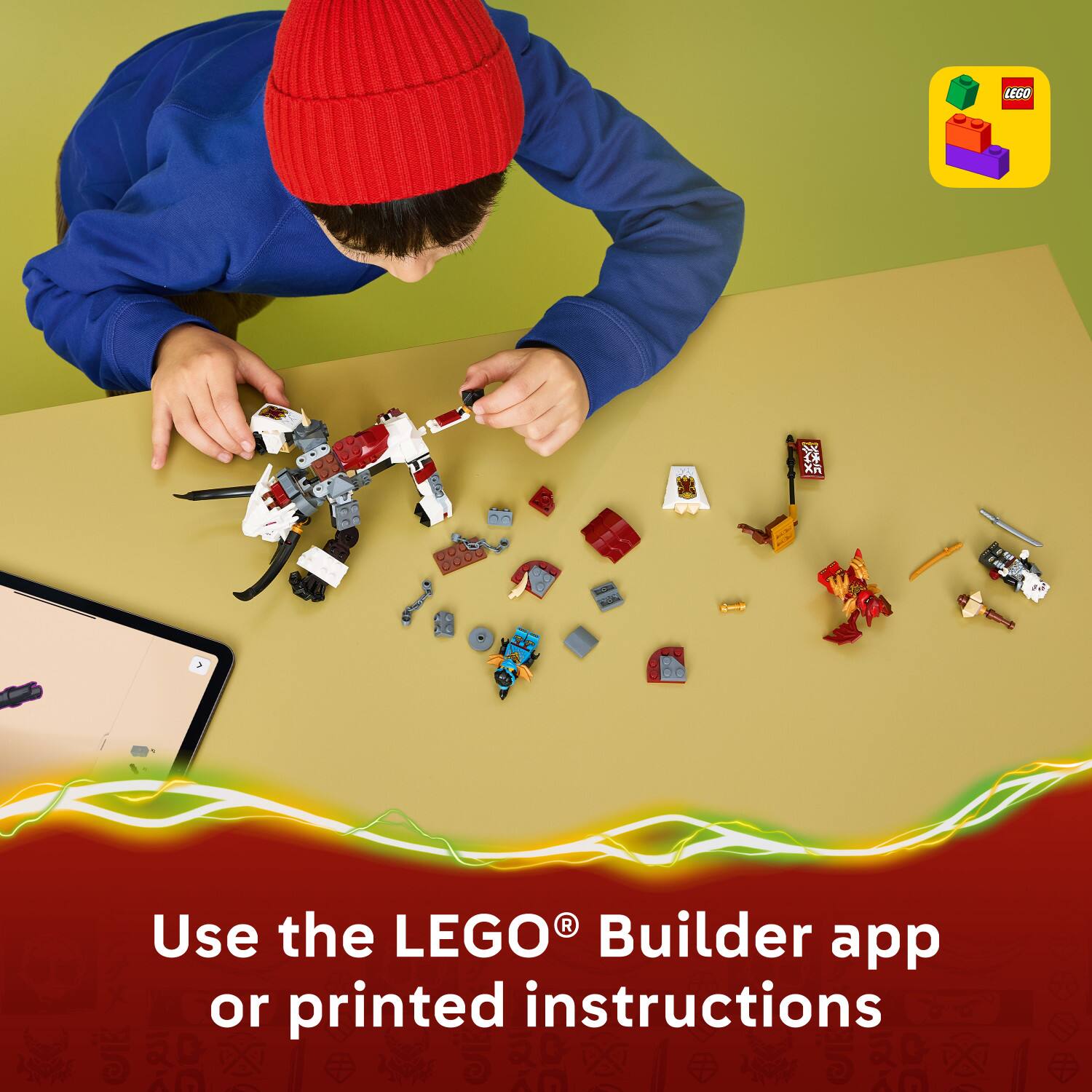 Use the LEGO® Builder app or printed instructions
