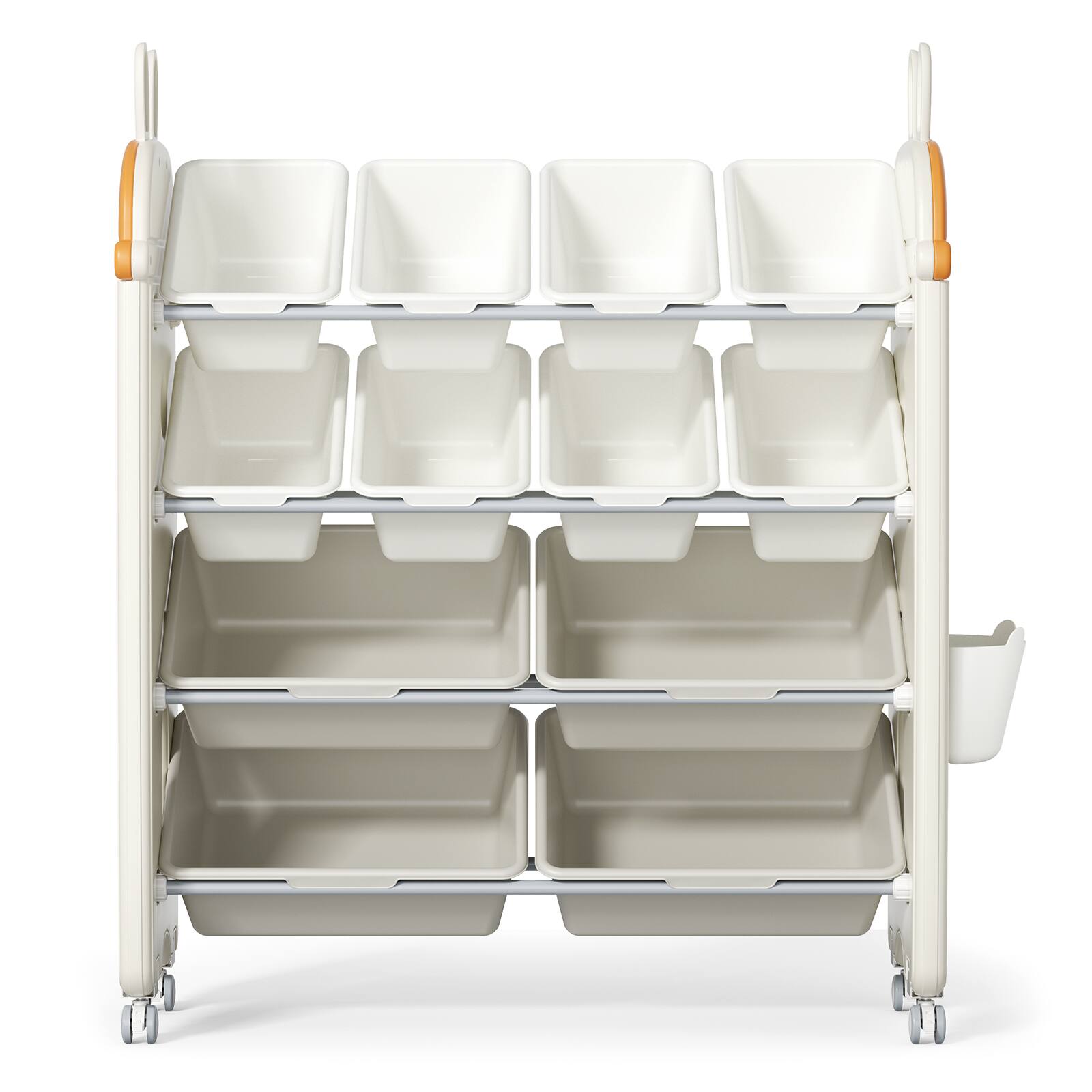 Alt View 5. Sugift - 2-in-1 Kids Bookshelf & BPA-Free Toy Organizer with Removable Bins and Wheels - Beige.