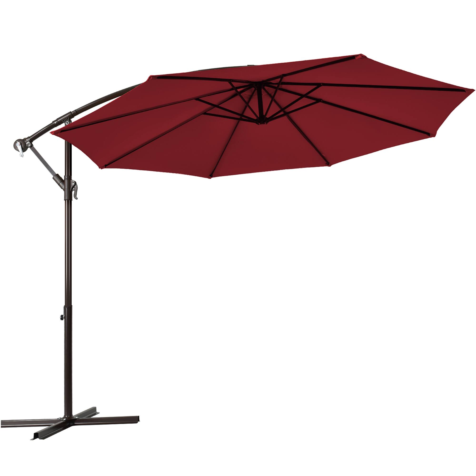 Alt View 3. Gymax - Gymax 10 ft Patio Cantilever Offset Umbrella Yard Garden Outdoor w/ 8 Ribs Burgundy - Burgundy.