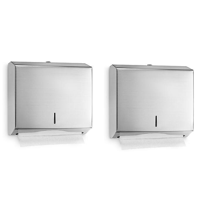 Front. Alpine Industries - Paper Towel Holder, Stainless Steel, Multi-Fold/C-Fold, Paper Towel Dispenser, 2 Pack - Stainless Steel.