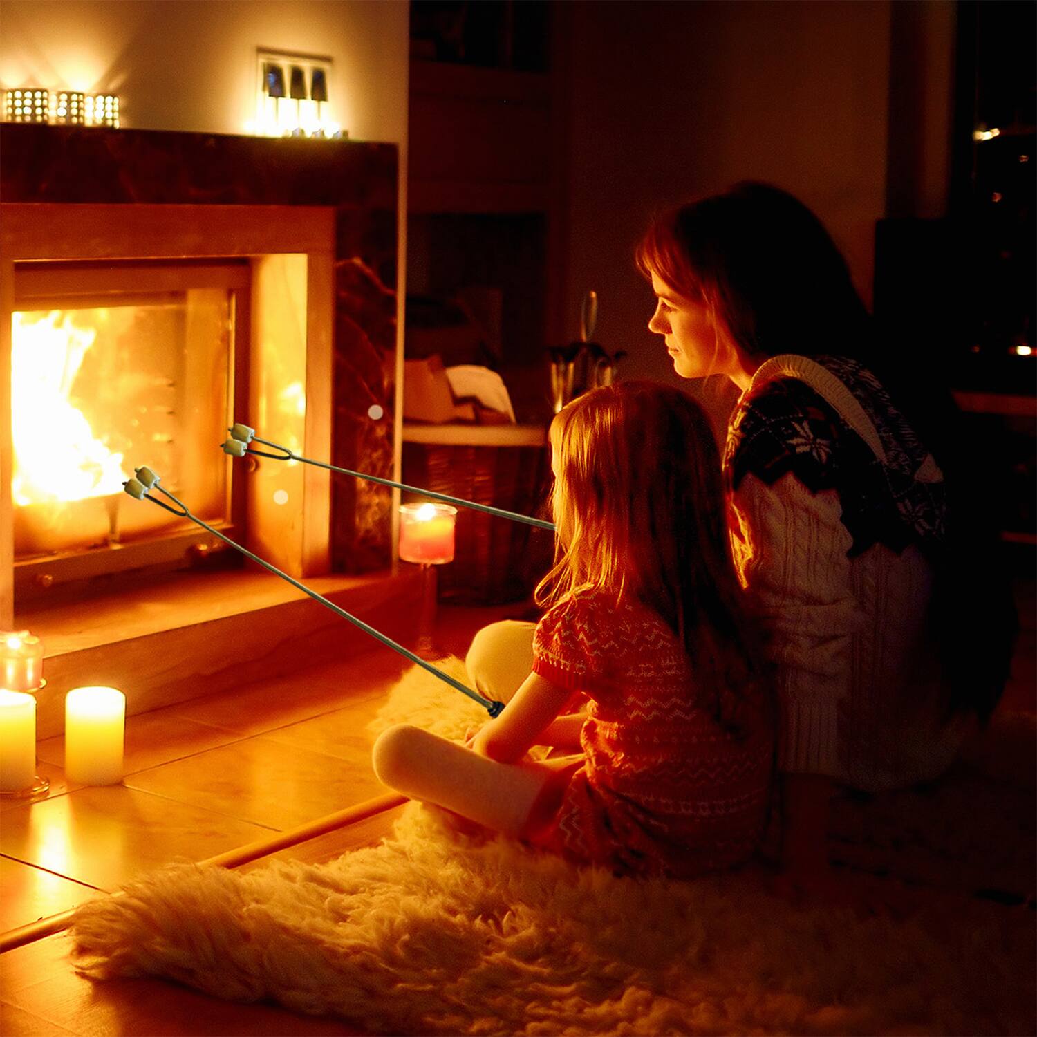 Alt View 6. Garnen - [FDA Certified] 8 Pack Smores Sticks for Fire, Telescoping Marshmallow Roasting Sticks, Stainless Steel Skewers Sticks - Multi.