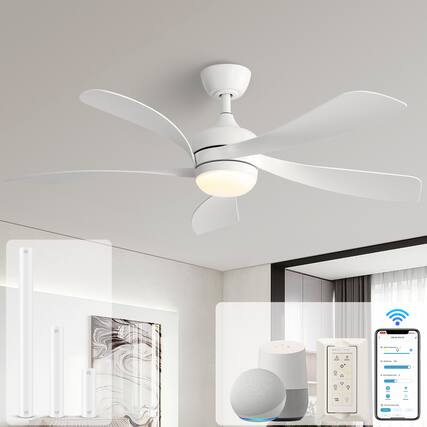 Front. Sofucor - Sofucor Farmhouse Bedroom Ceiling Fans with Lights 52'' Smart Ceiling Fan with Remote/APP/Alexa Noiseless Fan - White.