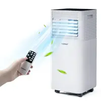 Costway 5000 BTU (8000 BTU ASHRAE) Portable Air Conditioner 3-in-1 Air Cooler w/Dehumidifier & Fan Mode - White - Front_Zoom