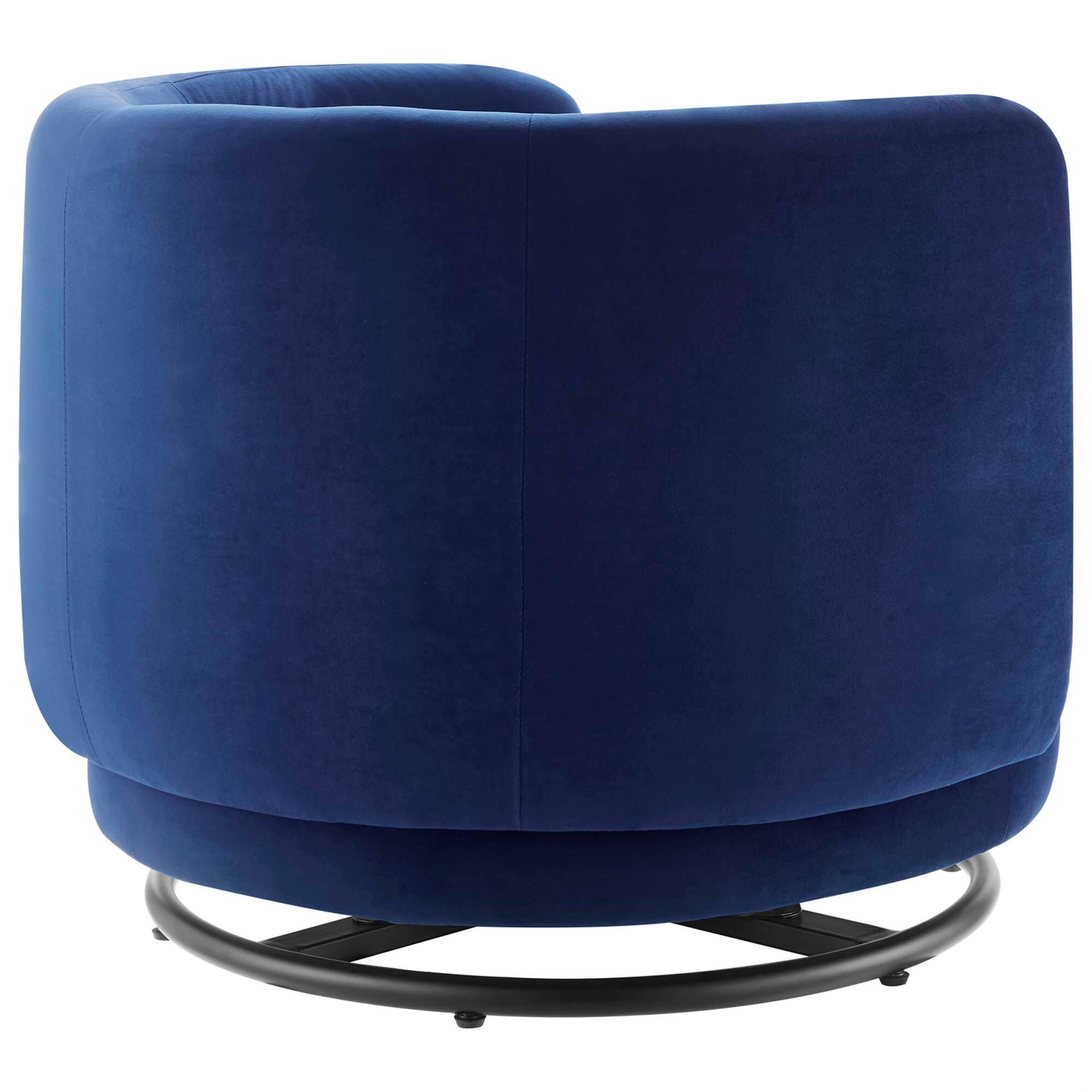 Alt View 1. Modway - Relish Performance Velvet Swivel Chair by Modway - Black Navy.