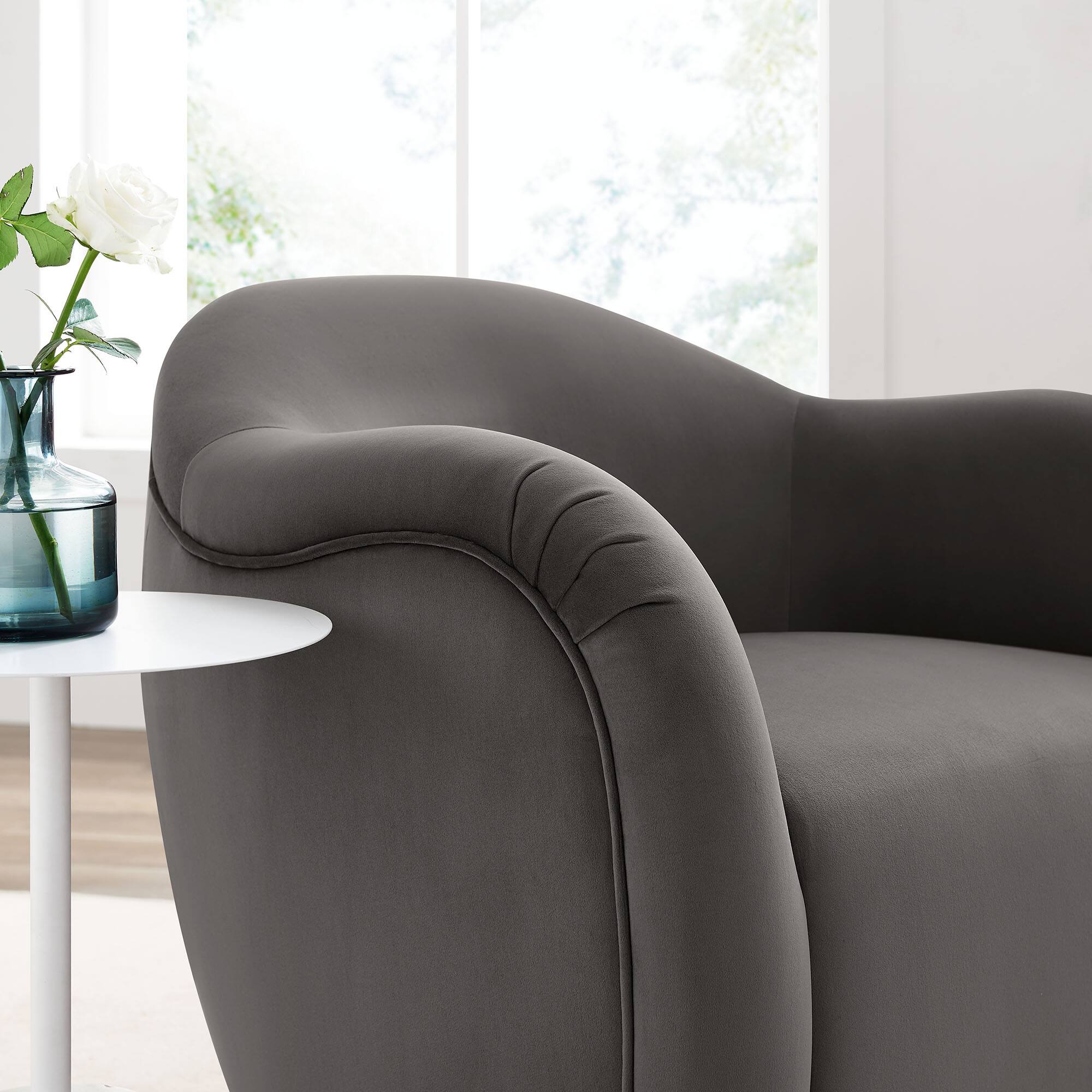 Alt View 5. Modway - Compose Performance Velvet Swivel Armchair by Modway - Gray.