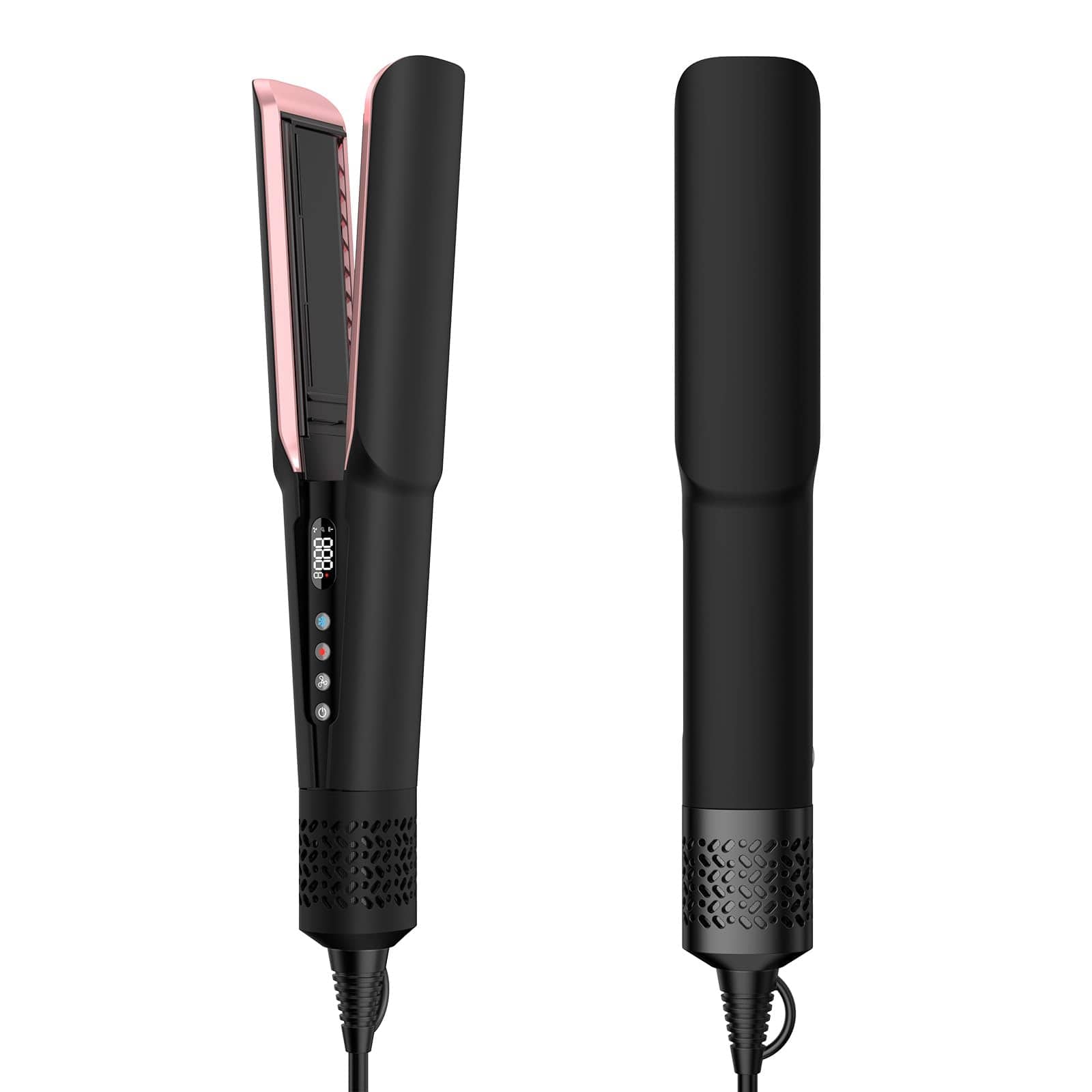 Dazzling Pops - Hair Straightener To Dry Dryer And With High speed Airflow Rapid Heat up Customizable Lcd Display Auto - Dark Black