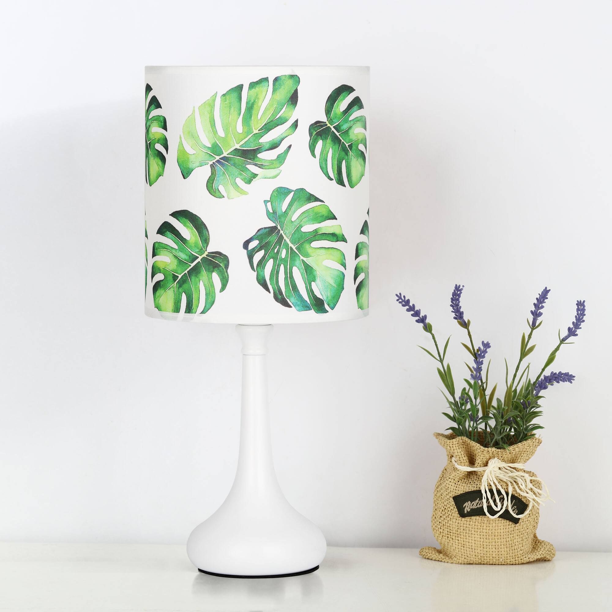 Alt View 2. Oumilen - Leaf Pattern Table Lamp Metal Base Home Decor, Mini Kids Beside Lamp.