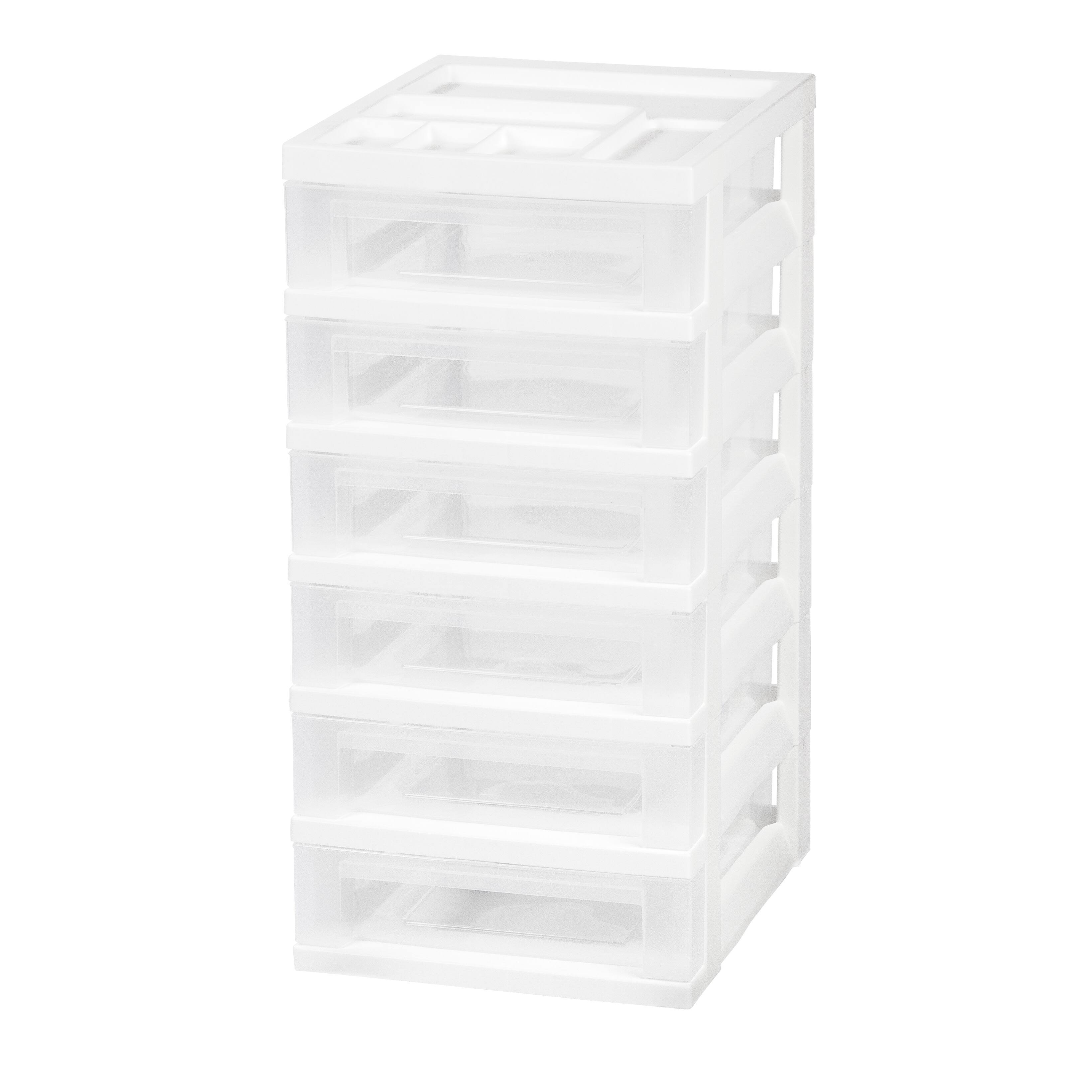 Alt View 8. IRIS USA - IRIS 6 Drawer Rolling Storage Cart with Organizer Top, White - White.