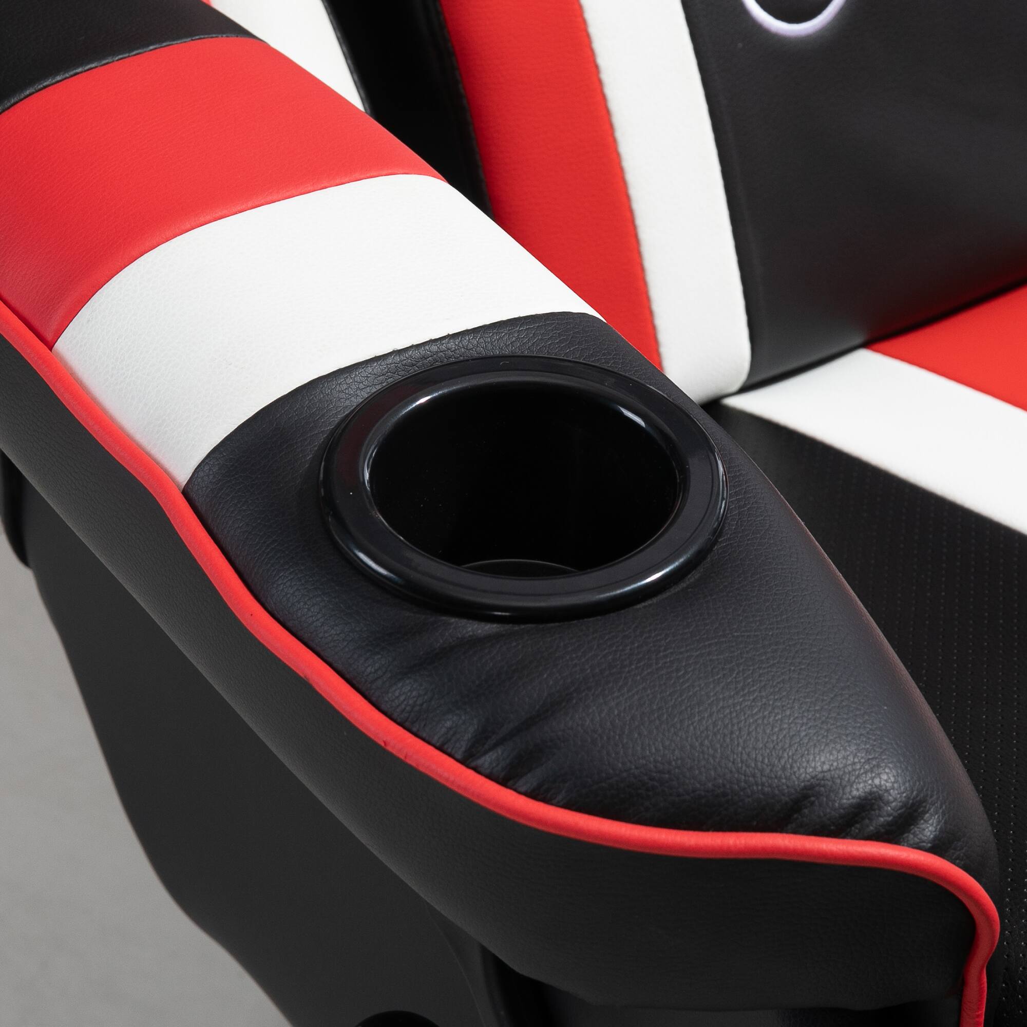 Alt View 7. Homcom - Gaming Chair Racing Style: Computer Recliner w/Lumbar Support & Cup Holder - Black, Red, White.