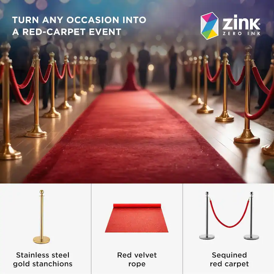Zink Carpet Bundle, 4PCS Stainless Steel Gold Stanchion Posts with ...
