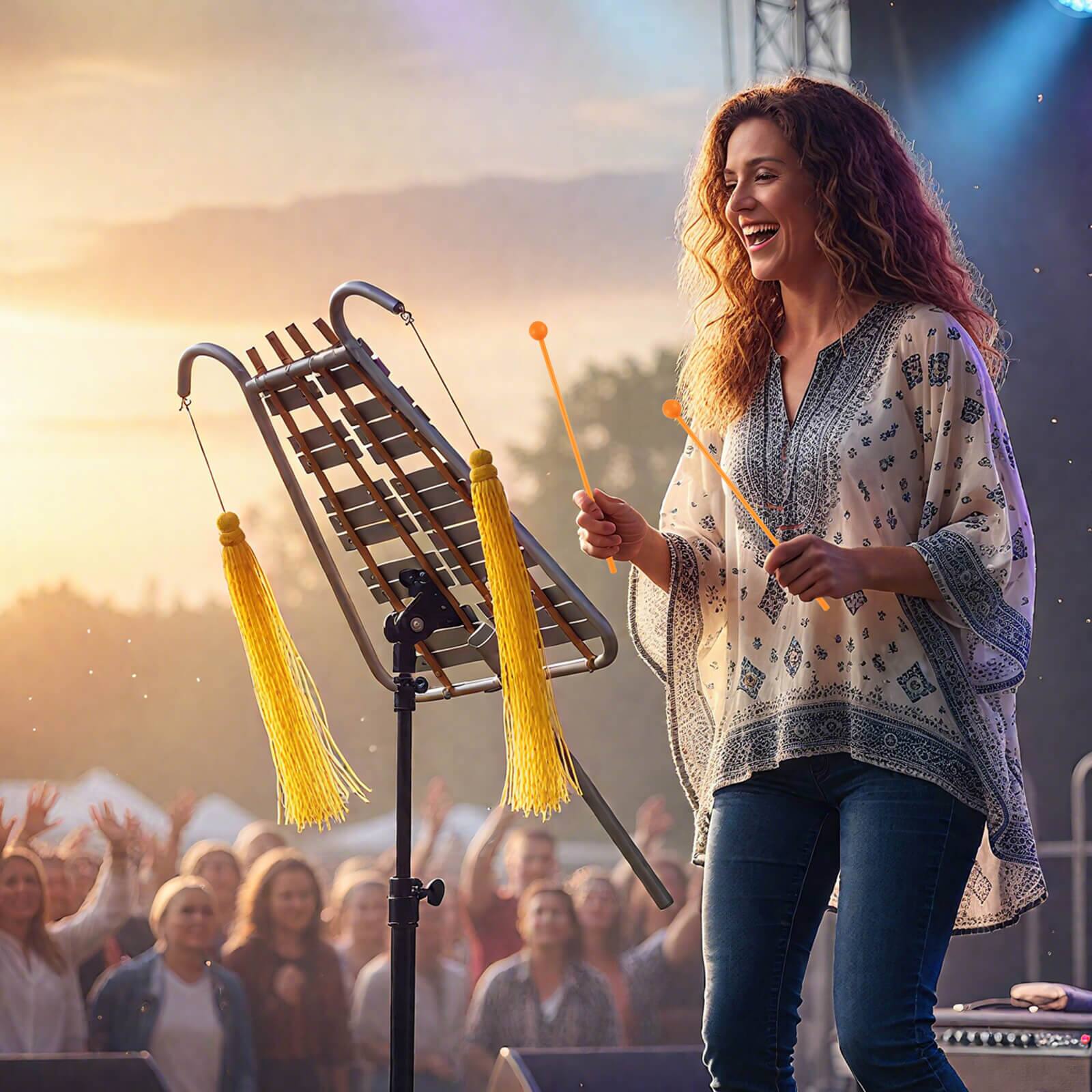 Alt View 1. Costway - Costway 29 Notes Glockenspiel Percussion Kit with Adjustable Handle, 2 Mallets, Belt Clip - Silver.