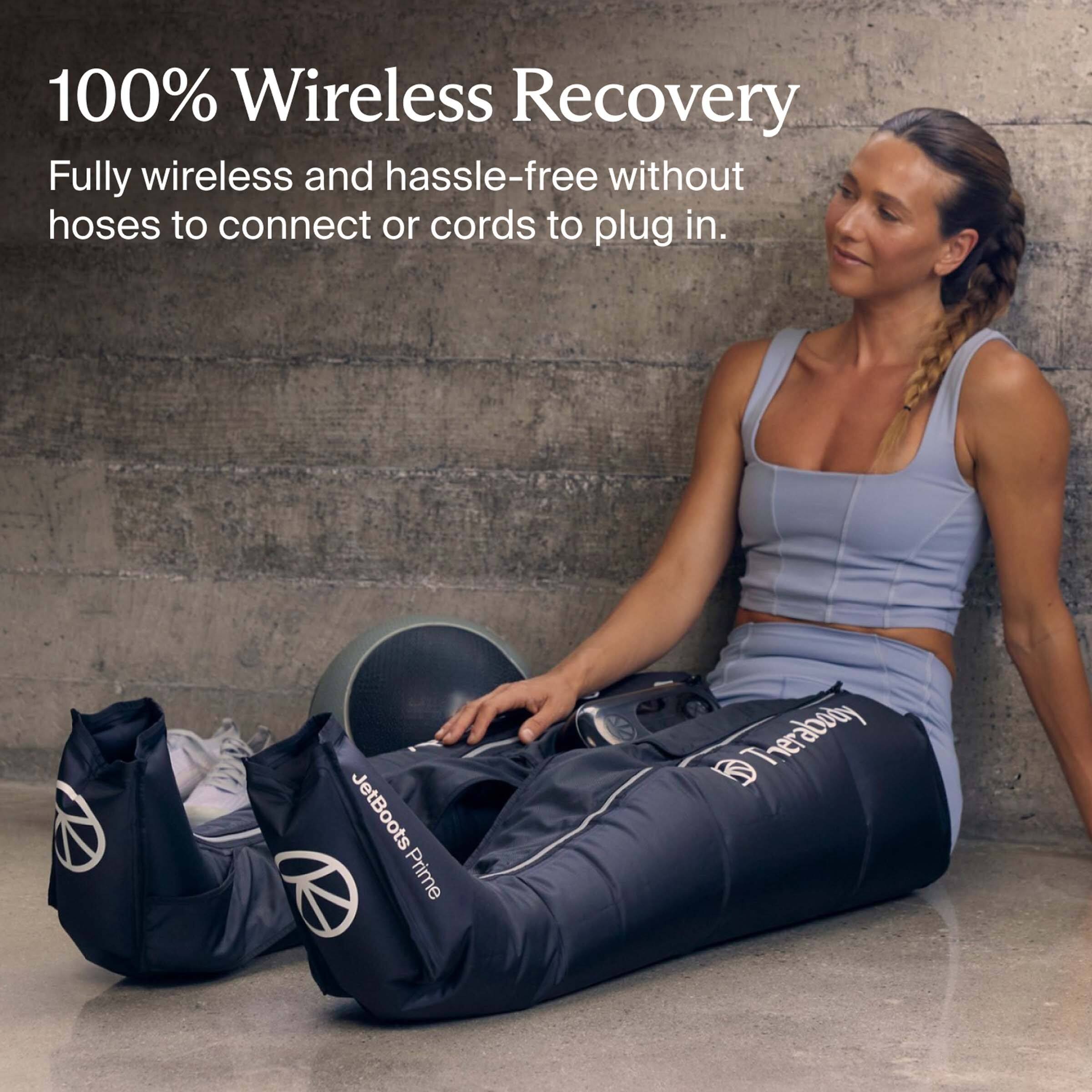 100% Wireless Recovery  
Fully wireless and hassle-free without hoses to connect or cords to plug in.  

JetBoots Prime  
Tredbody