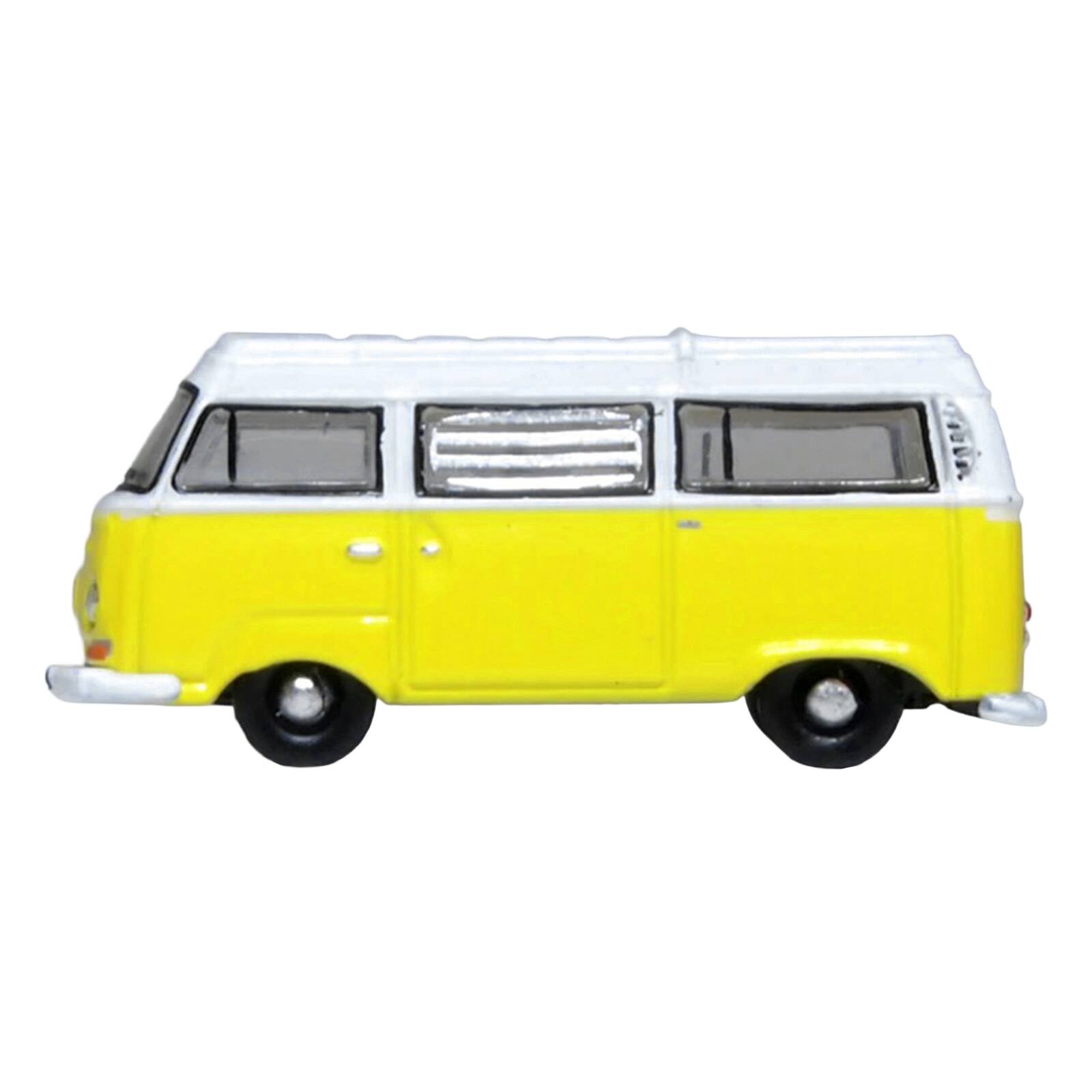 Alt View 1. Oxford Diecast - Volkswagen T2 Bay Window Camper Van Saturn Yellow and White 1/148 (N) Scale Diecast Model Car by Oxford Diecast.