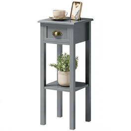 Homcom - Side Table with Drawer and Shelf - Gray