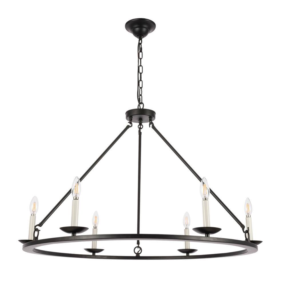 Alt View 6. Living District - Maine 6 light Black chandelier - Black.