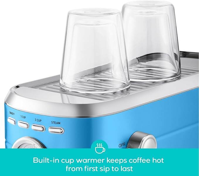 ON/OFF 1 CUP 2 CUP STEAM OFF

Built-in cup warmer keeps coffee hot from first sip to last
