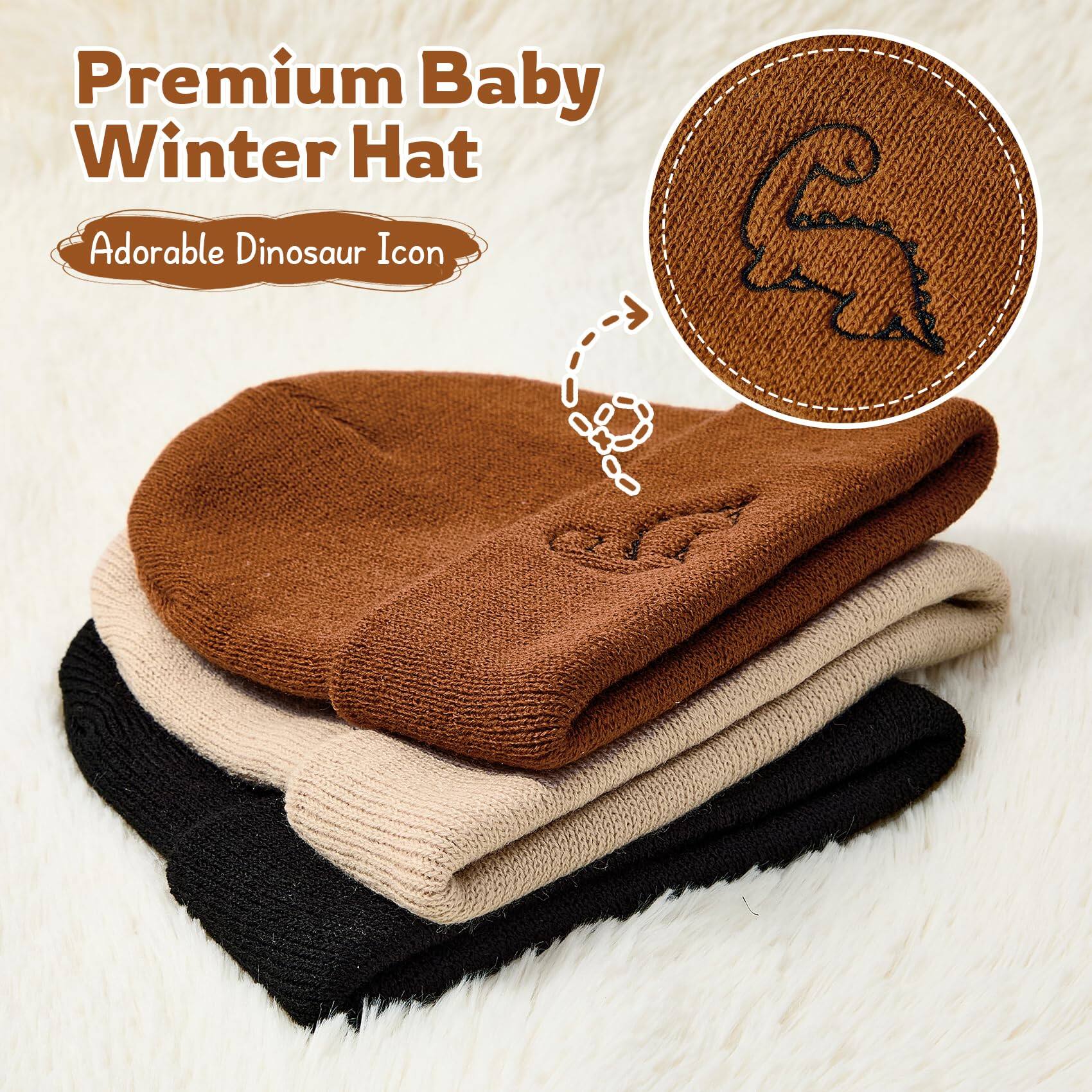 Premium Baby Winter Hat  
Adorable Dinosaur Icon