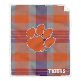 Pegasus - Clemson Tigers 60" x 70" Plaid Steel Royal Plush Sherpa Blanket - Multicolor