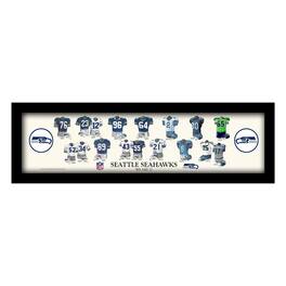 Sporticulture - Seattle Seahawks 12" x 36" Team Uniform Heritage Framed Wall Art - Multicolor