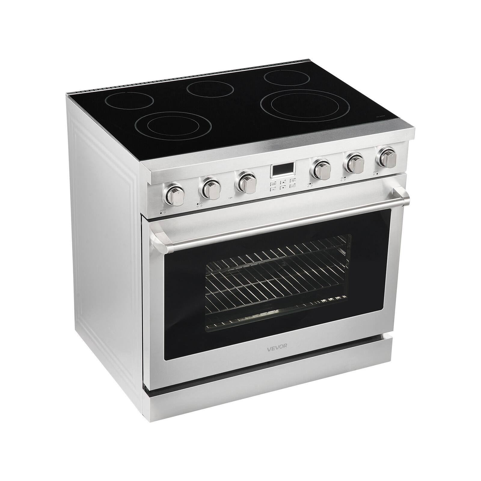 Alt View 5. VEVOR - 36 in Electric Range Oven, 6.0 Cu. Ft. Capacity Compact Freestanding Oven, Stainless Steel Kitchen Stove, with 5 Burners - Silver.