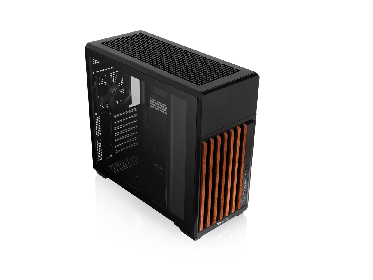 Alt View 7. Thermaltake - Thermaltake TR300 WS Mid Tower ATX Case with Wood Trim - Black.