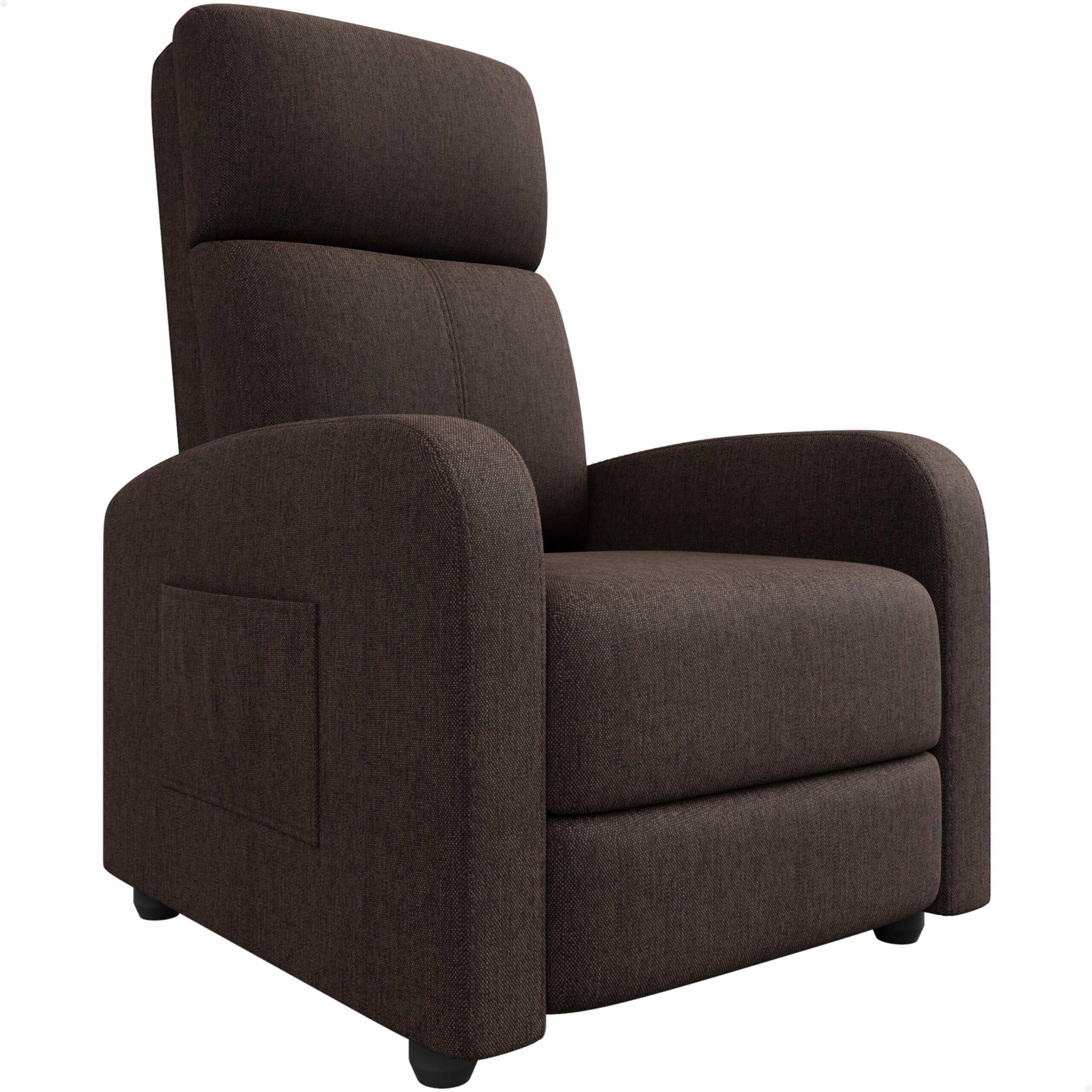 Front. Jojoka - Recliner Chair for Adults, Lazy Recliner Ergonomic Adjustable Single Sofa Enhanced - Brown.