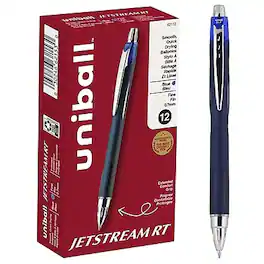 uni-ball - JETSTREAM RT Retractable Ballpoint Pens, Fine Point, 0.7mm, Blue Ink, Dozen (62153)