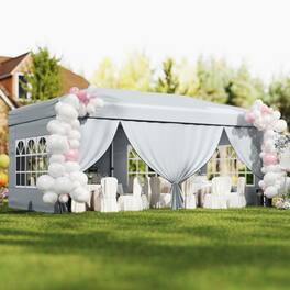 Mondawe - 10 x 20 FT Pop-Up Canopy Tent with 6 Sidewalls and Wheeled Bag - Gray